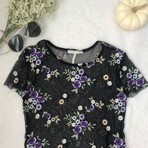 Mesh floral crop top